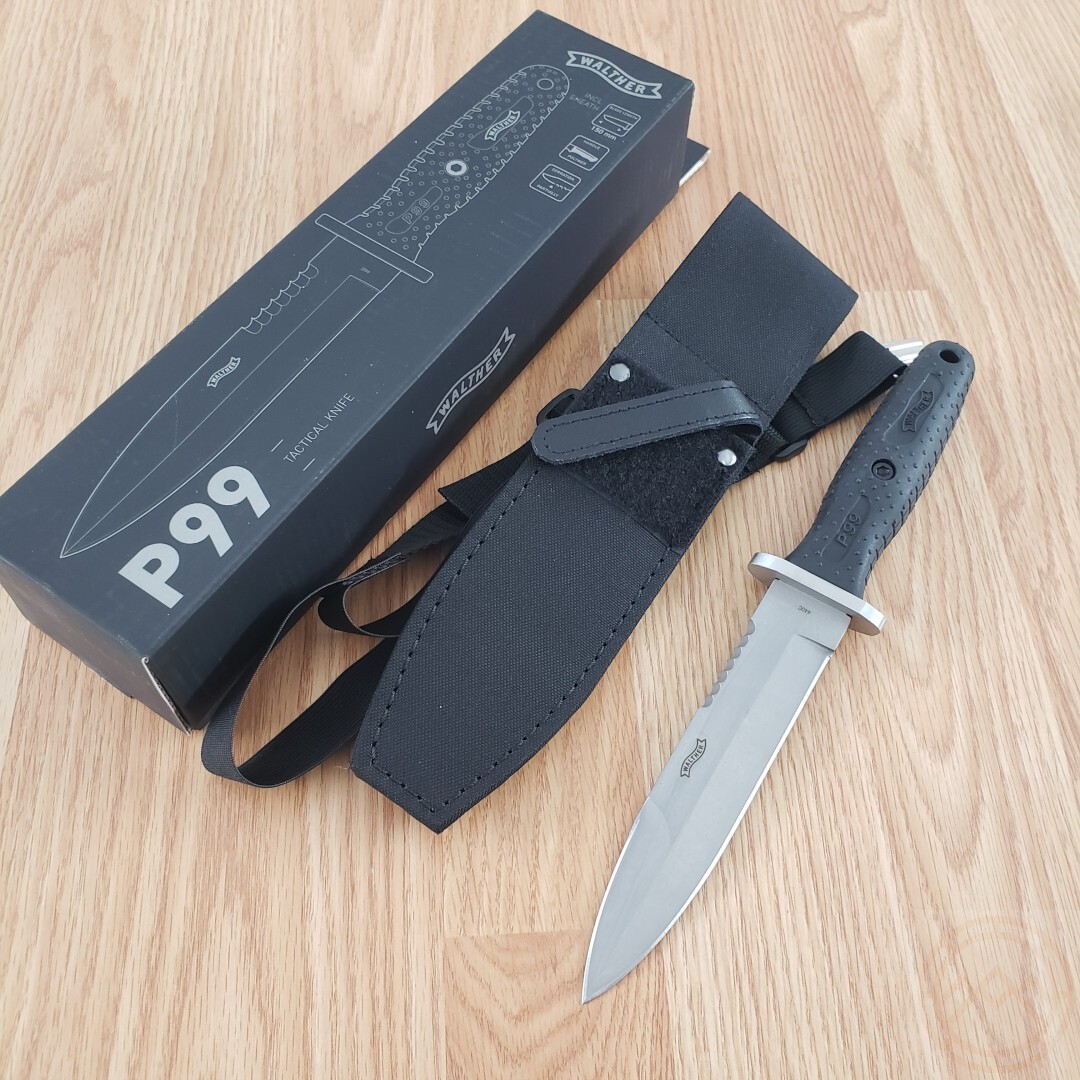 Walther P99 Tactical Fixed Knife 6″ Matte 440 Steel Blade Black Synthetic Handle