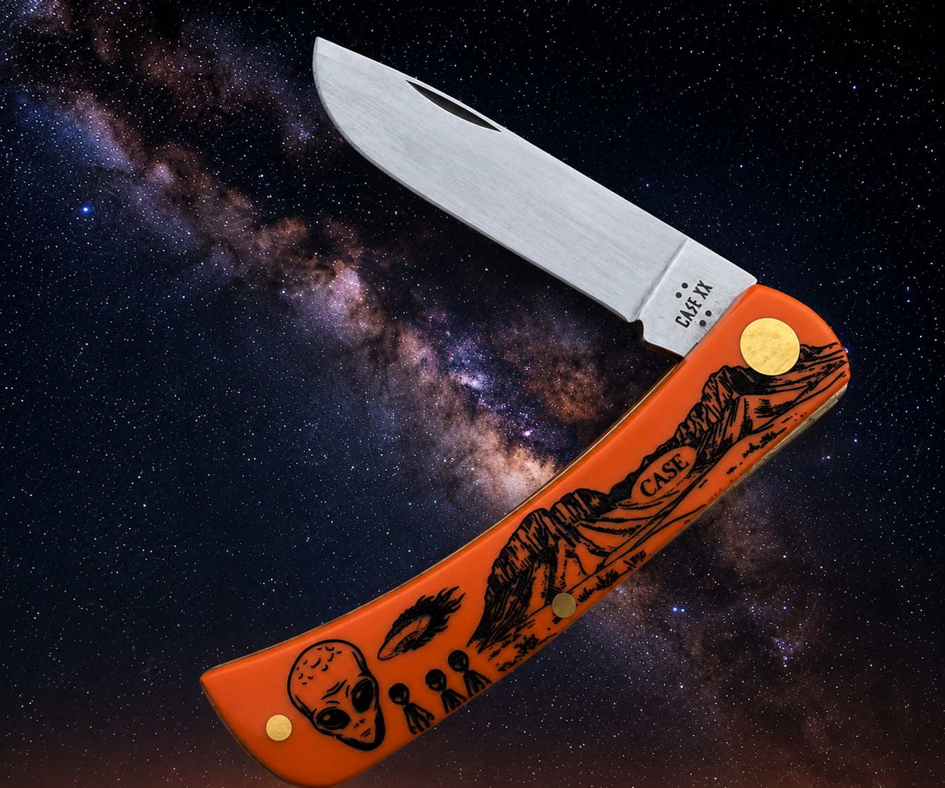 CASE XX *d SFO 2026 ALIEN ORANGE SYNTHETIC SMOOTH SOD BUSTER JR KNIFE KNIVES
