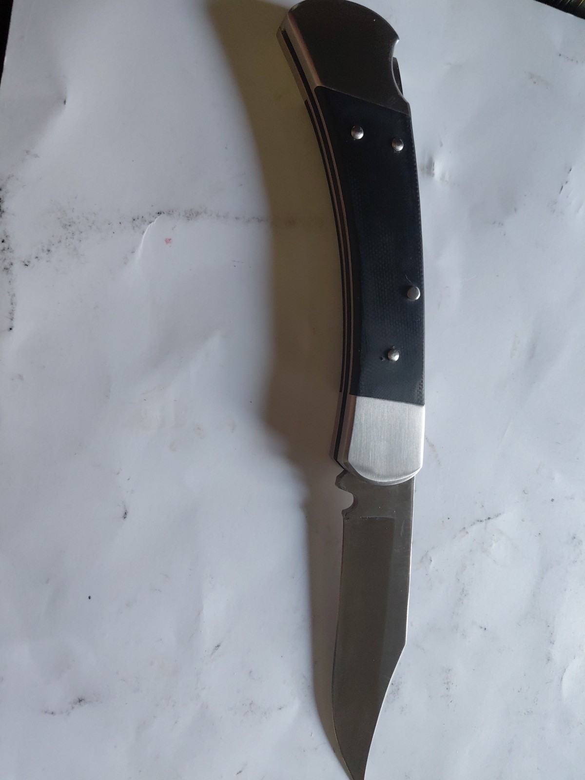 Buck 110 Folding Pocketknife Black Handle Steel Blade Lockback w/ Sheath & Box