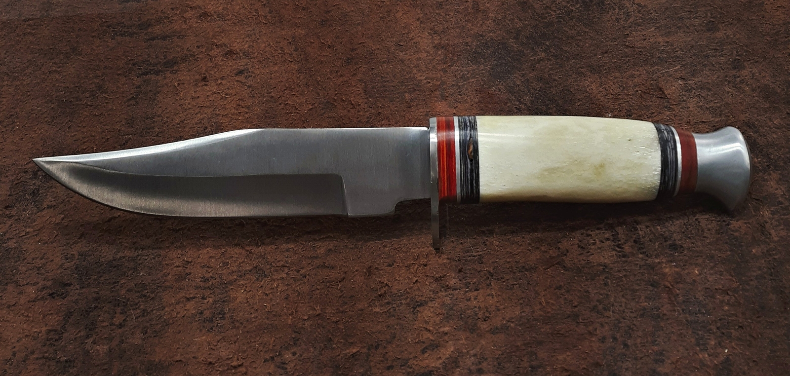 Small 10″ Bone Handle EDC Hunting and Camping Knife w/Leather Sheath
