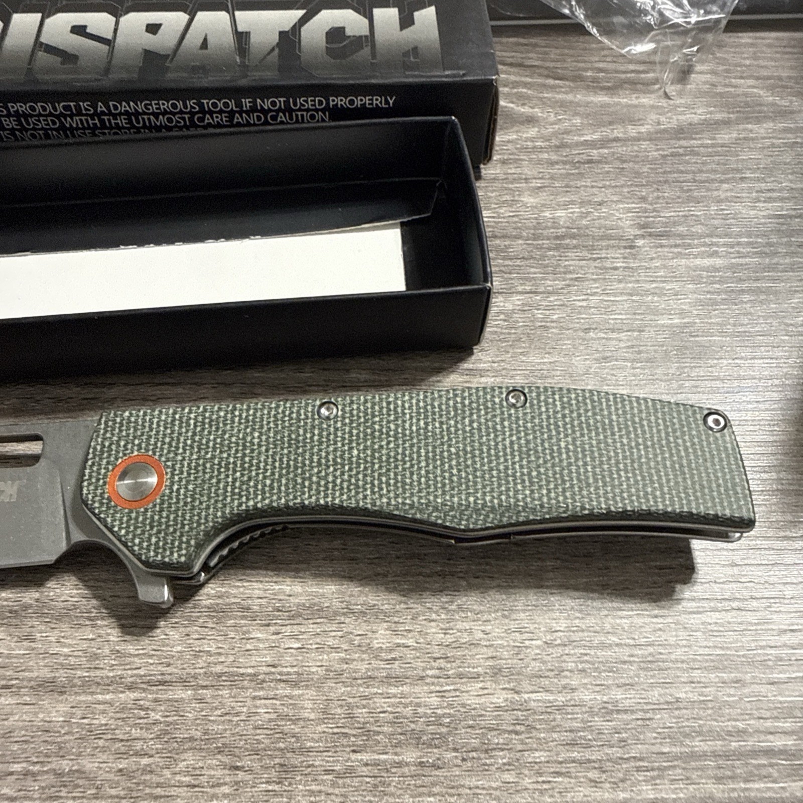 Dispatch Pocketknife Green Micarta Handle Stainless Cleaver Blade Manual Liner