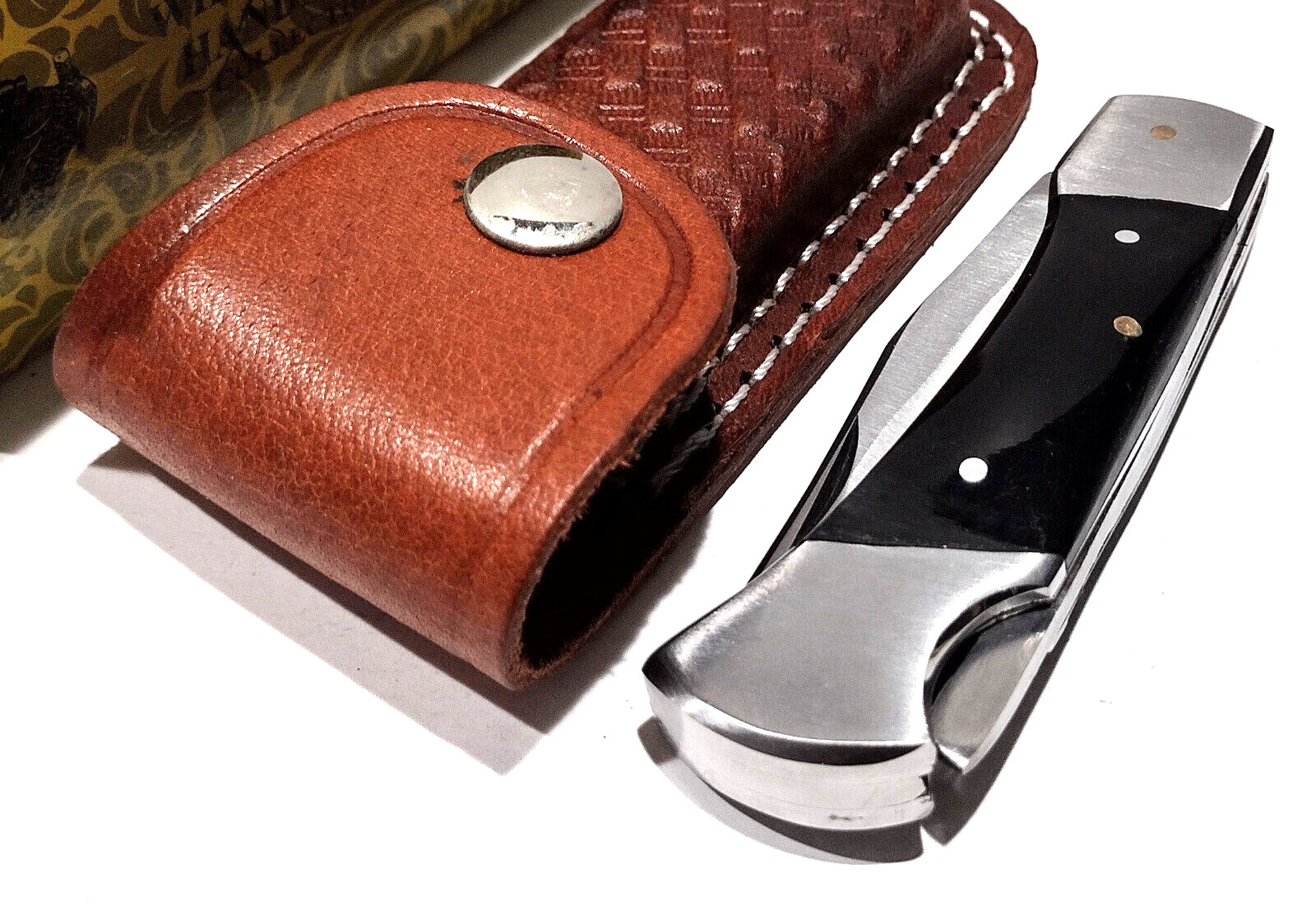 Wild Turkey Handmade Clip Point Blade Lockback Hunting Pocket Knife + Sheath