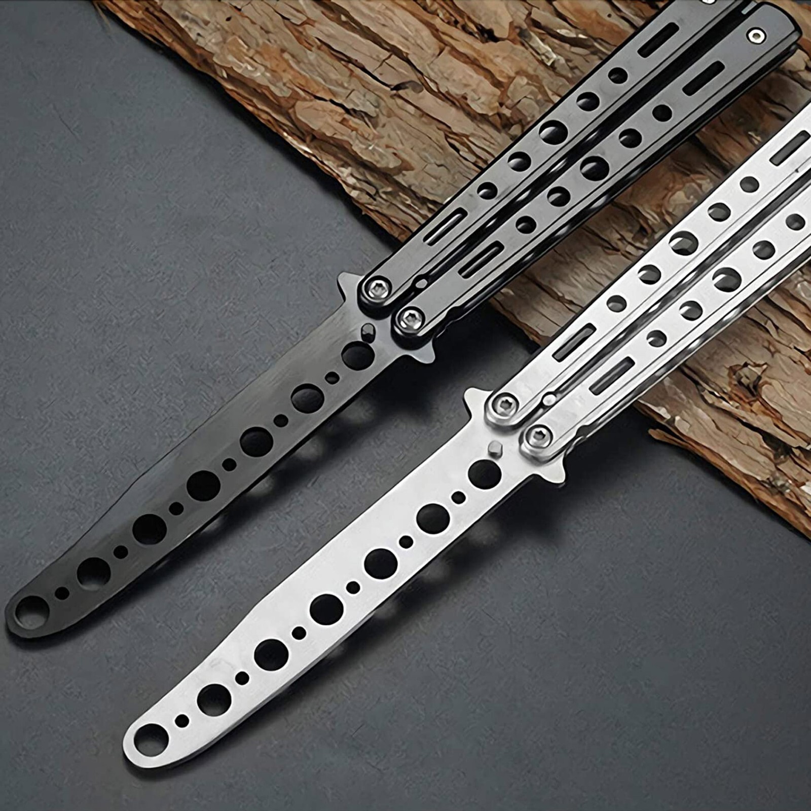 Butterfly Trainer Training Dull Knife Tool Black Silver Metal Practice