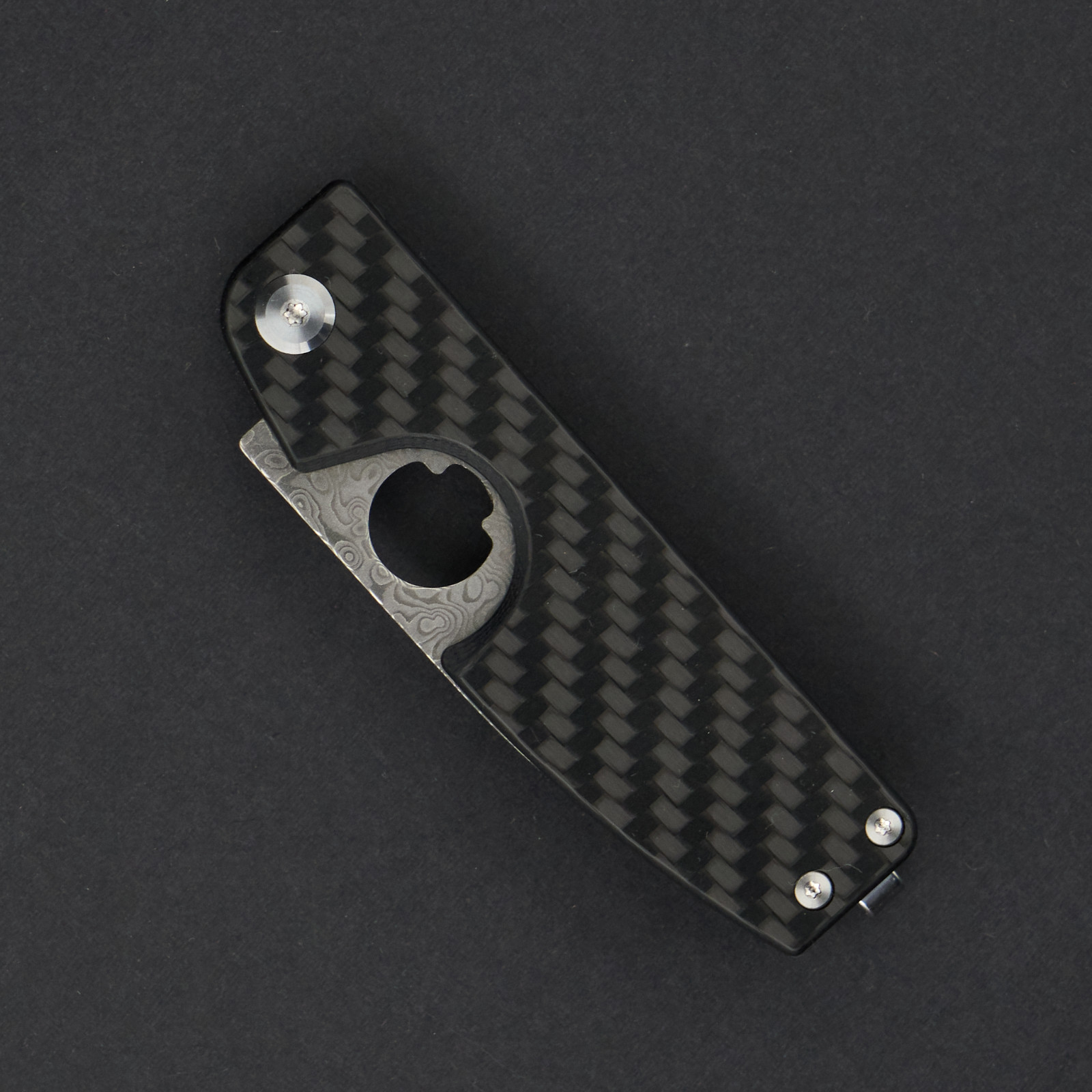 Daggerr Knives Cigar Folding Knife 2.75 Damascus Steel Blade Carbon Fiber Handle