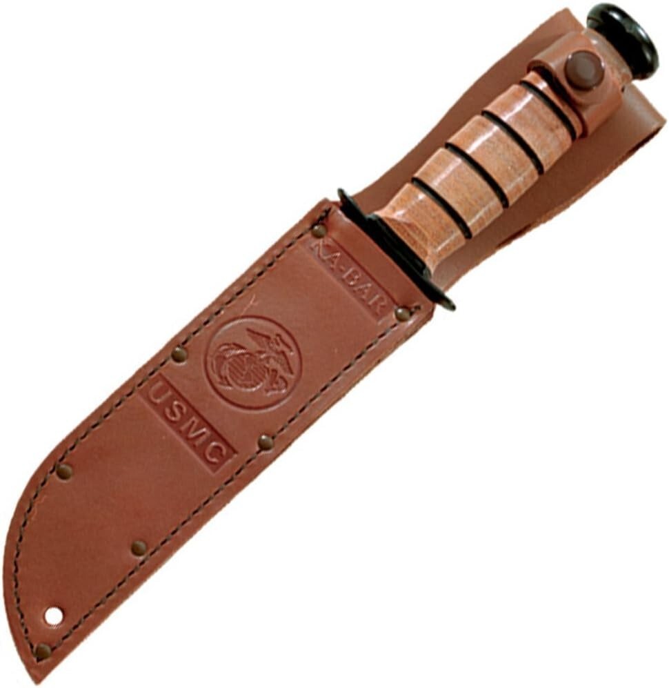 KA-BAR Leather Handled Original U.S.A Fighting/Utility Knife Fast Fast Shipping