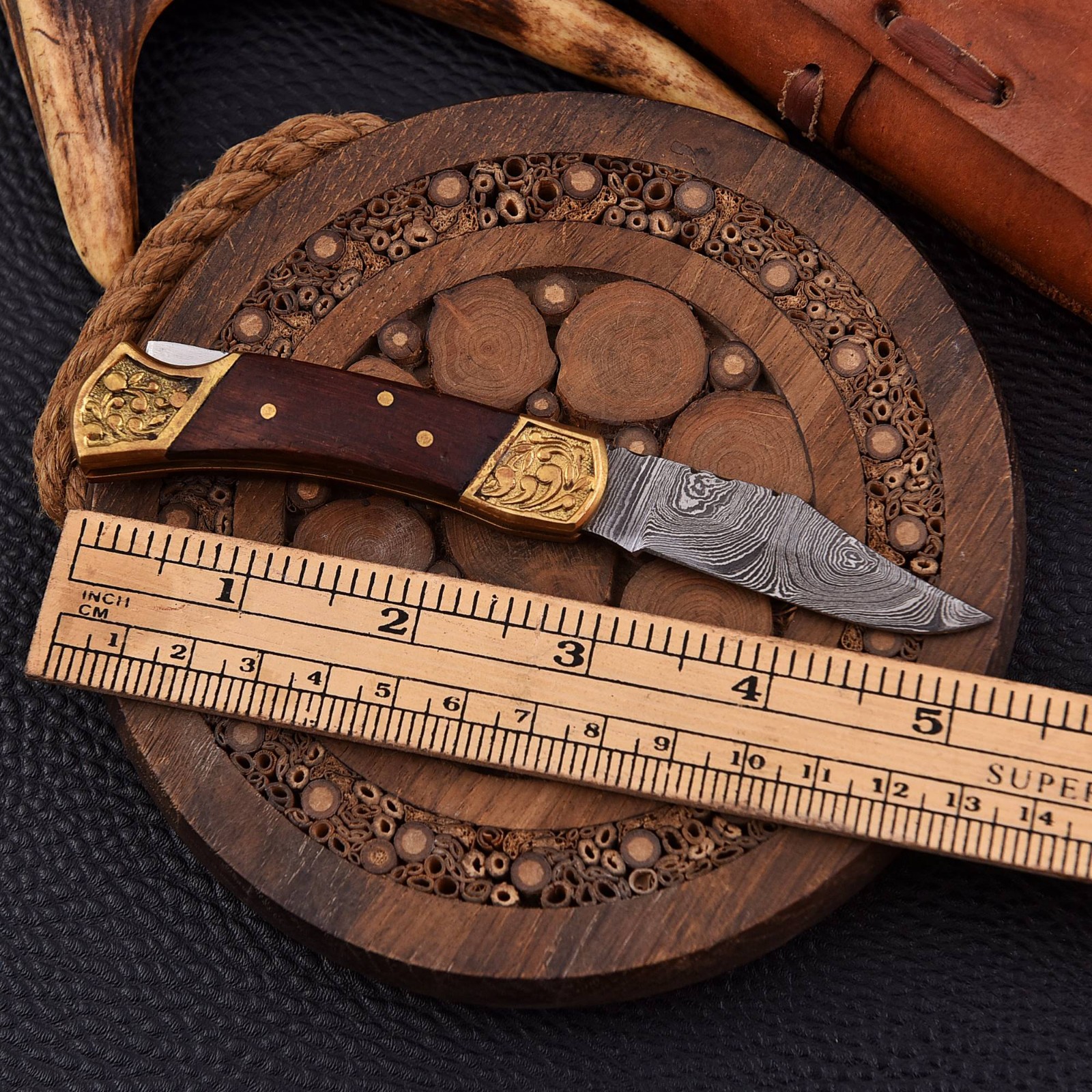 Hand Forged Damascus Steel Blade Backlock Folding Pocket Knife Hunting EDC