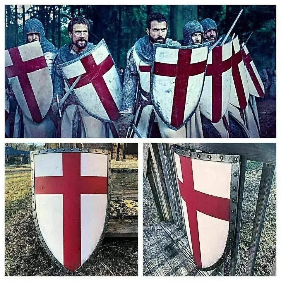 Medieval RED Cross Battle Armor HEATER shield Templar COSPLAY CRUSADER shield