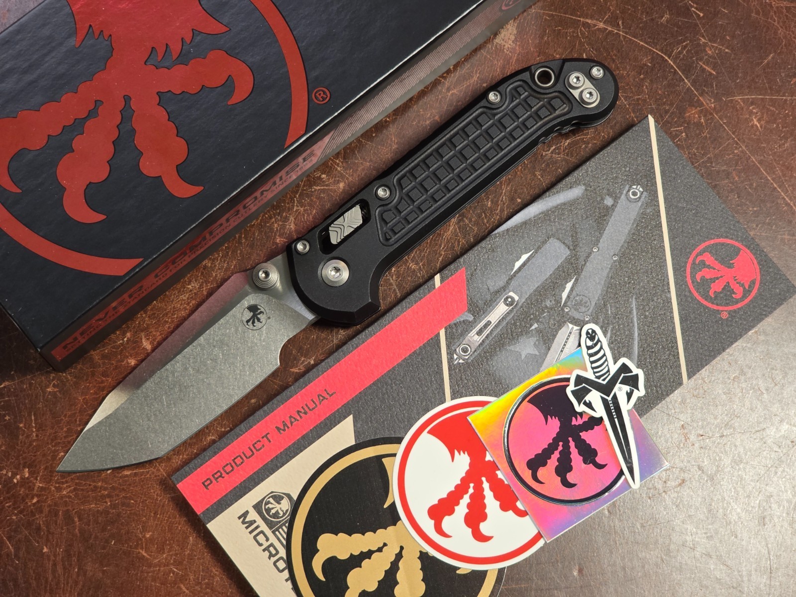 Microtech RAM-LOK Manual Large Underwater Demo Team Black Frag M390MK Blade