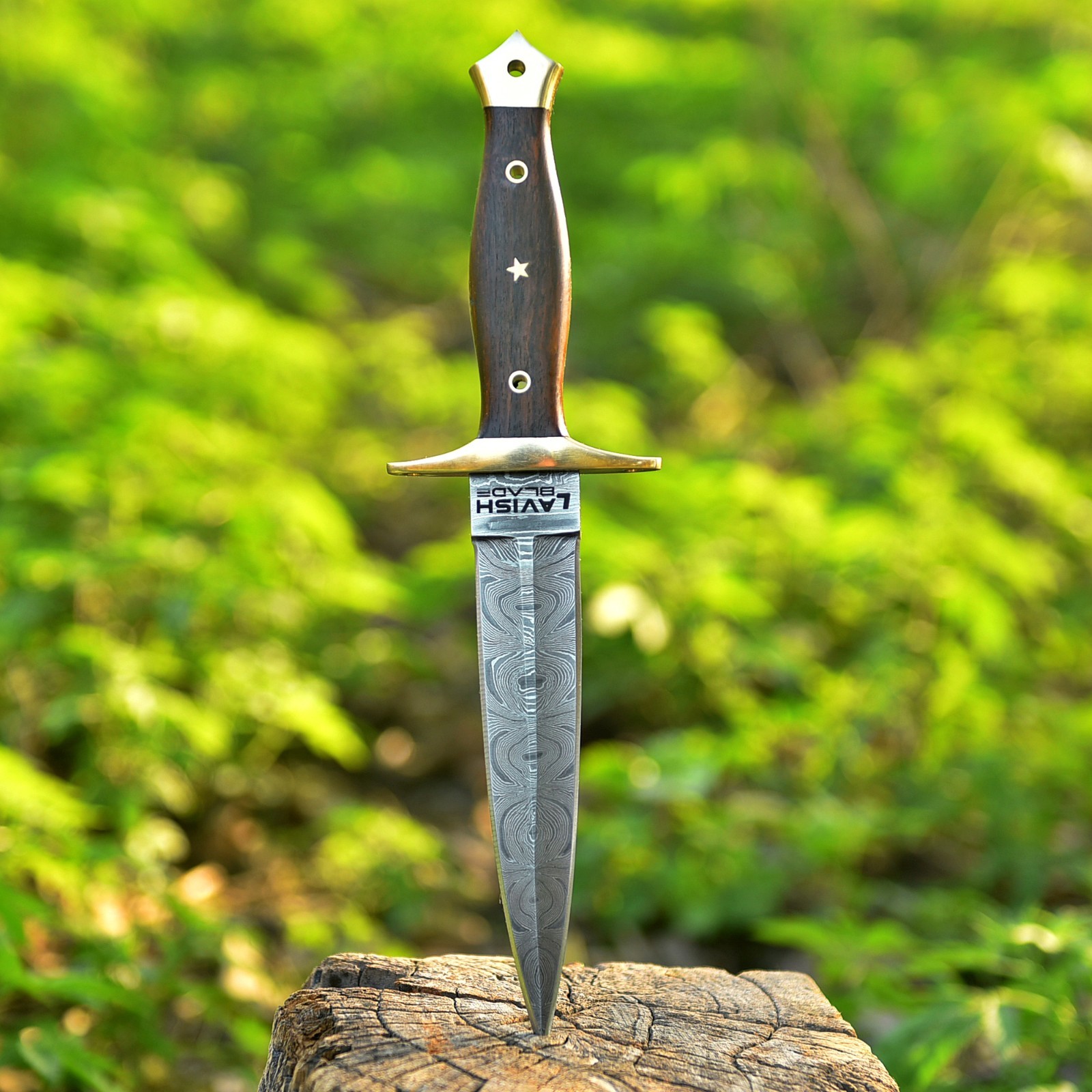 Handmade Damascus Dagger Athame Knife Wood Handle with sheath Christmas Gift