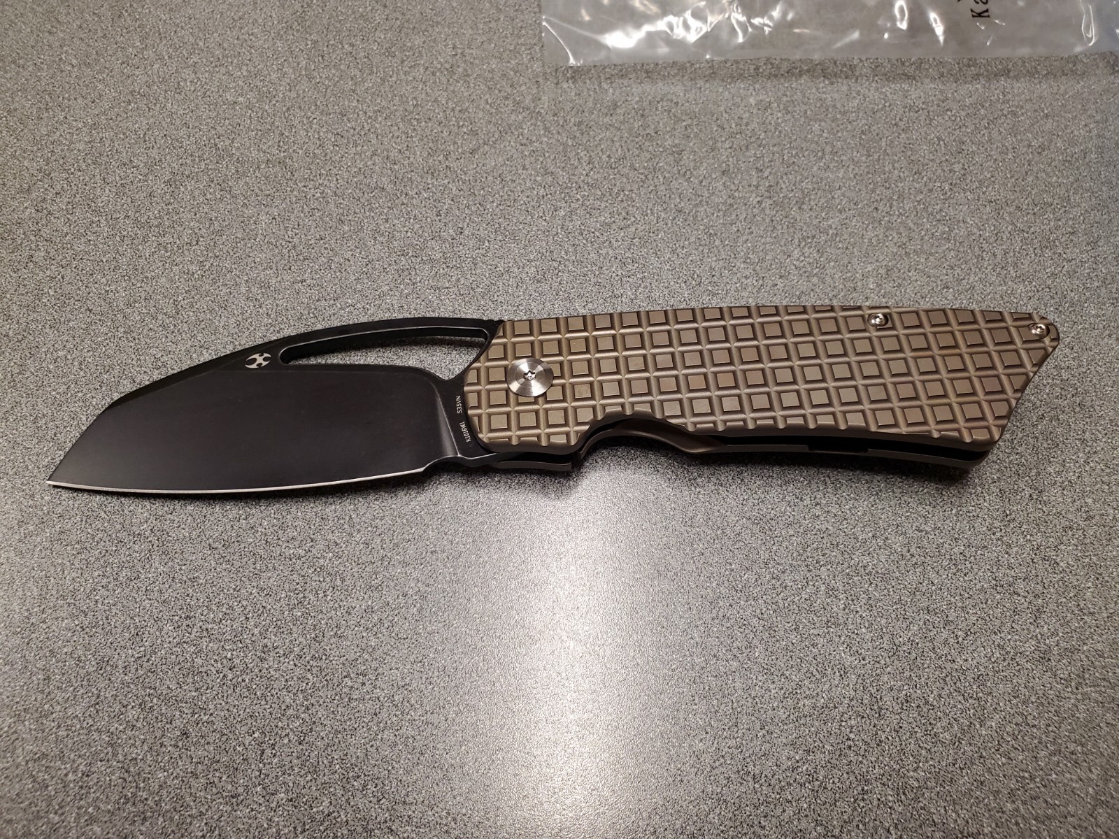 Kansept Goblin XL K1016W1 Pocketknife CPM S35VN Wharncliffe Bronze Titanium