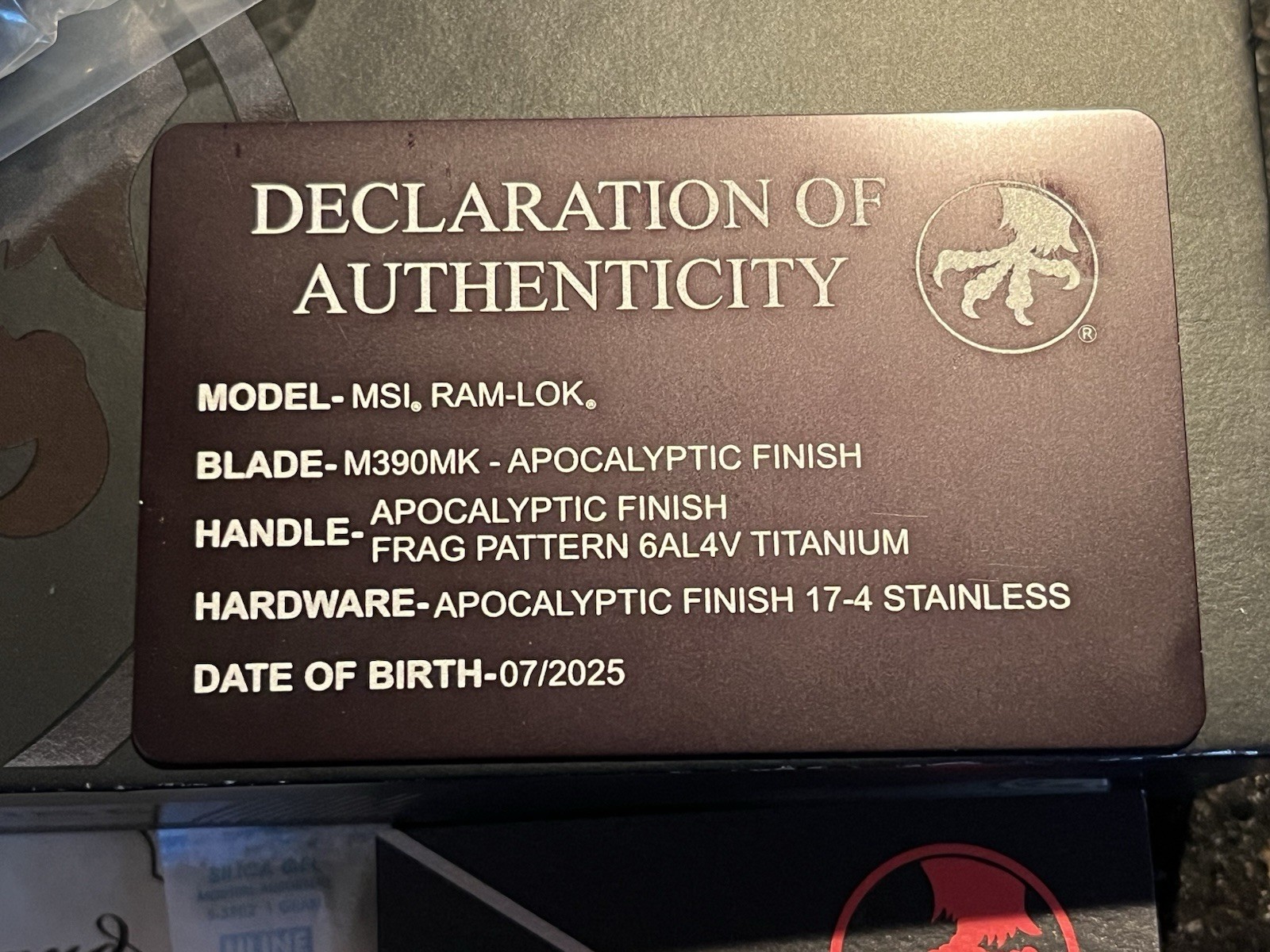 Microtech Marfione Select MSI RAM Lok Frag Titanium Handles