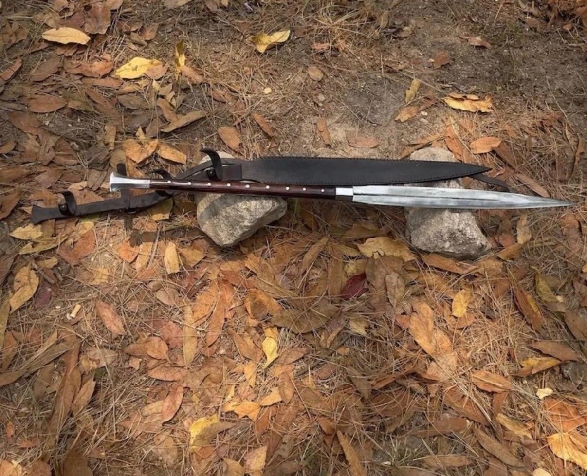 36» Handmade Survival Viking Spear | Carbon Steel Blade | Hunting Camping Spear