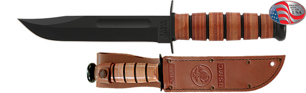 KA-BAR Made in USA 7″ Straight Edge Blade USMC Marines Fighting Knife + Sheath