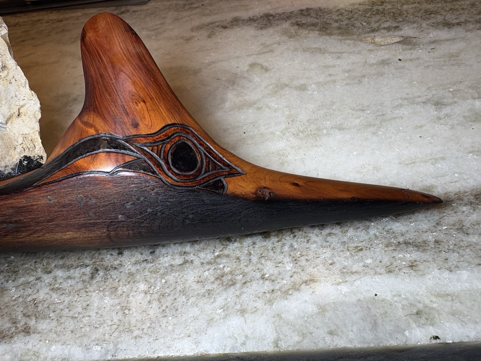 Fire Hardened Red Cedar Giant Woodpecker Effigy Two Handed Battle Club Crusher