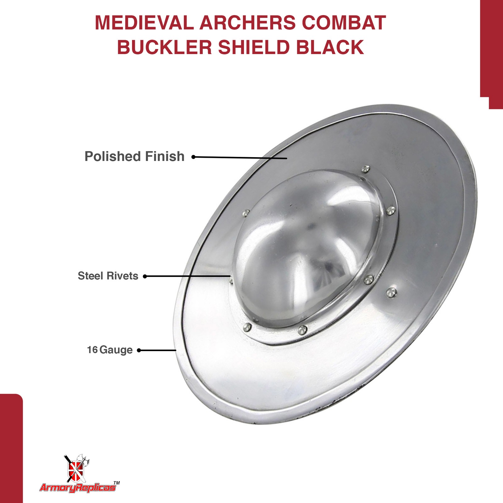 Medieval Archers Combat Handforged Buckler Renaissance 14G Battle Ready Shield