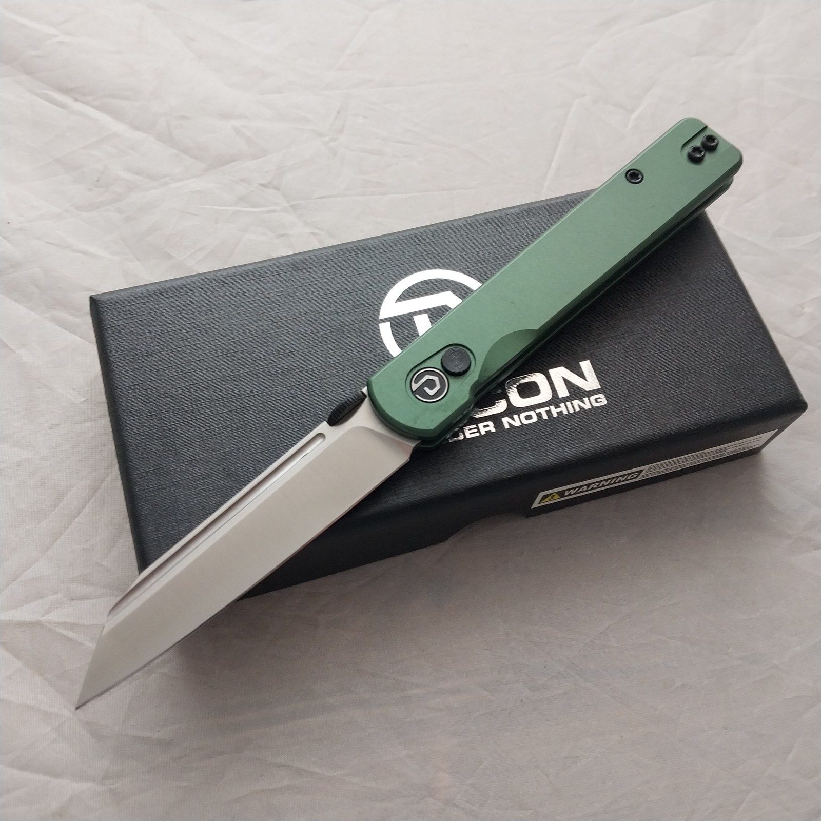 Defcon Operator Green Aluminum Folding Sandvik 14C28N Pocket Knife 013OD