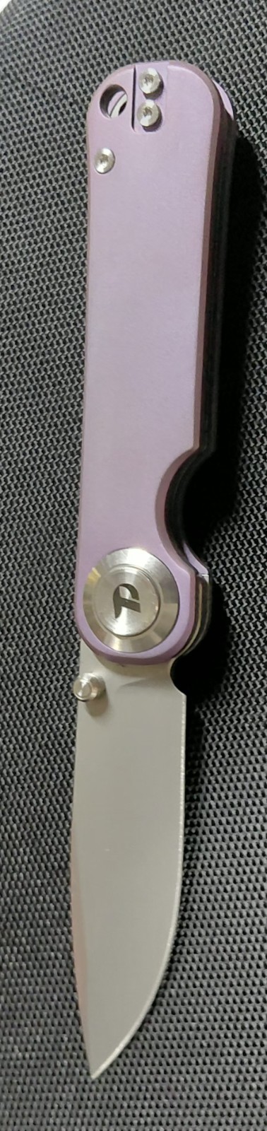 Dream Tech Knives #D4245/Purple Titanium Handle Button Lock VG 10 Blade.