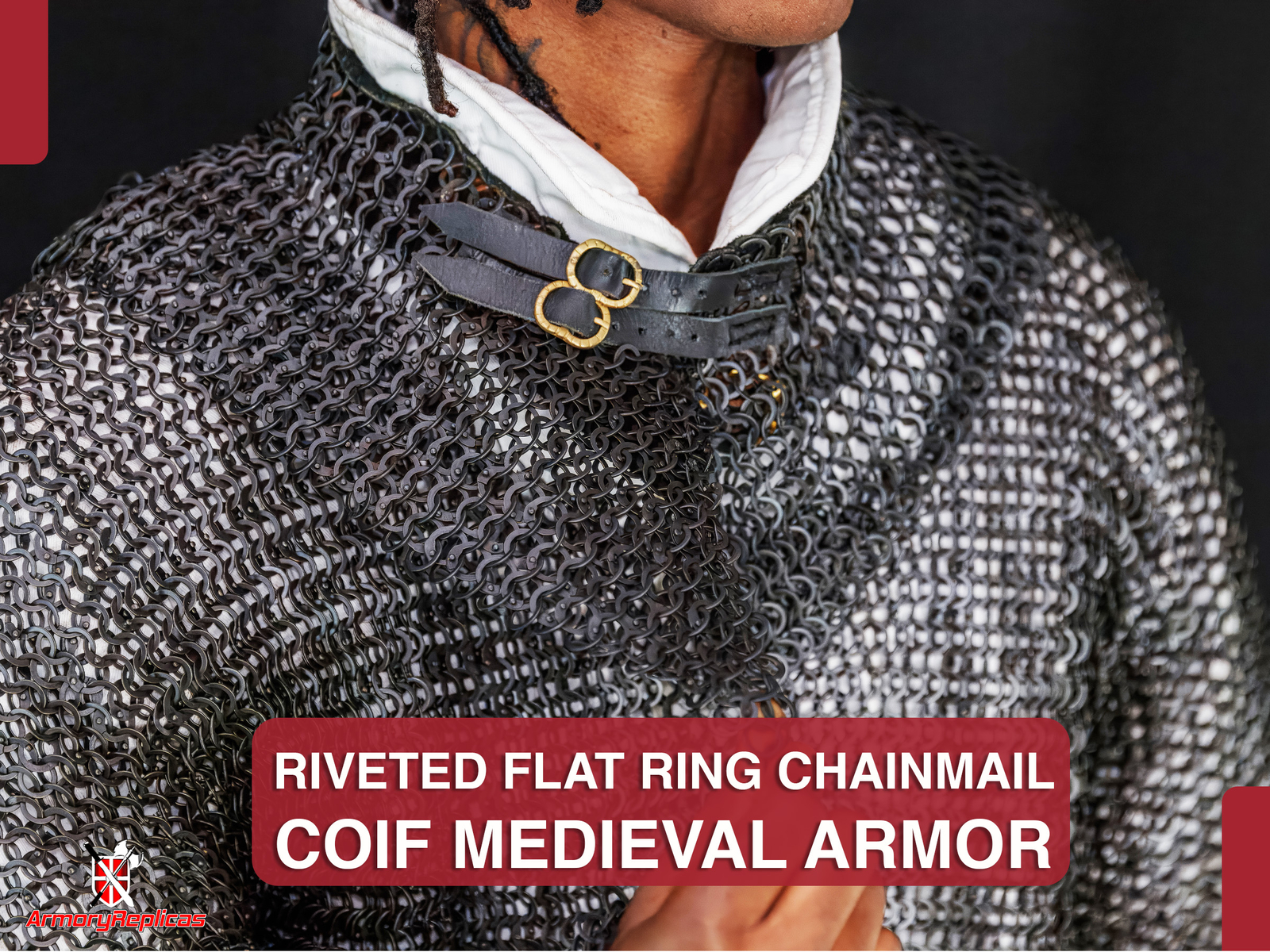 Stainless Steel Aventail Chainmail Collar 9 mm Riveted Medieval Armor LARP SCA