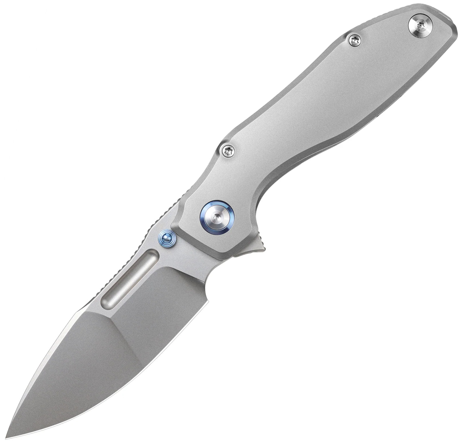 REMETTE TwoFace Folding Knife 3″ Bohler M390 Steel Blade Gray Titanium Handle