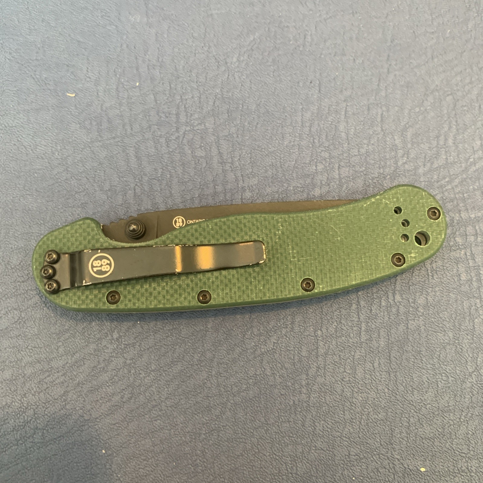 Ontario RAT 1 Folding Knife 3.5″ Black Oxide S35VN Steel Blade Green G10 Handle