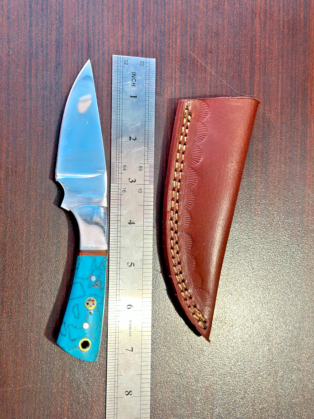 Handmade D2 STEEL Custom risen Hunting Camping Sport Skinner Knife W/Sheath2548