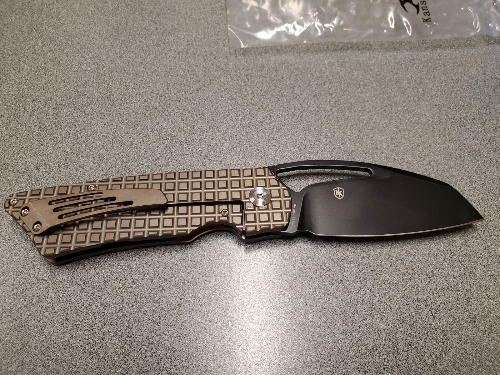 Kansept Goblin XL K1016W1 Pocketknife CPM S35VN Wharncliffe Bronze Titanium