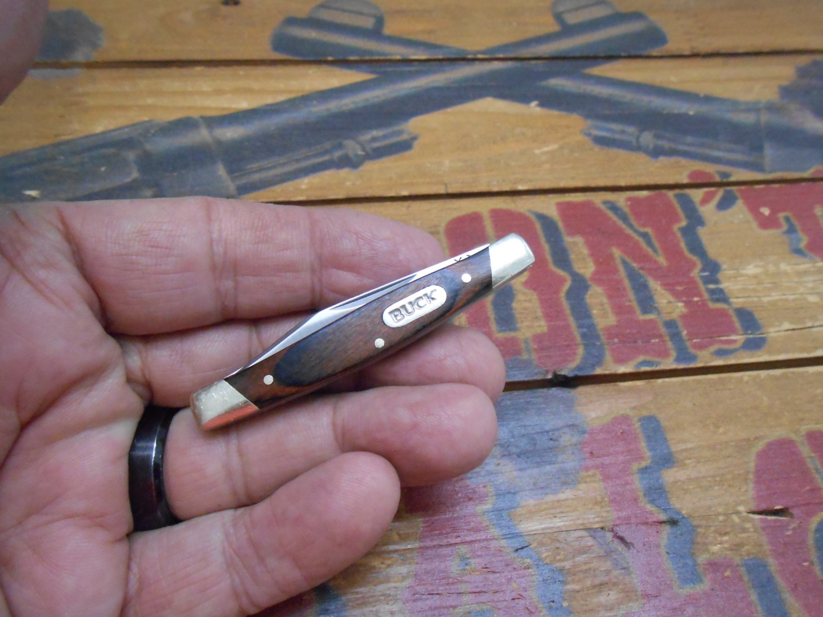 Buck Deuce 375 2 Blade Pocket Knife Wood Handle 2024
