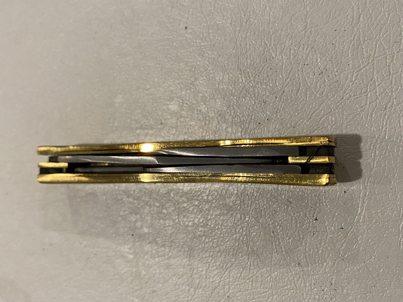 Vintage 3 Blades Knife Brass And Wood Nice