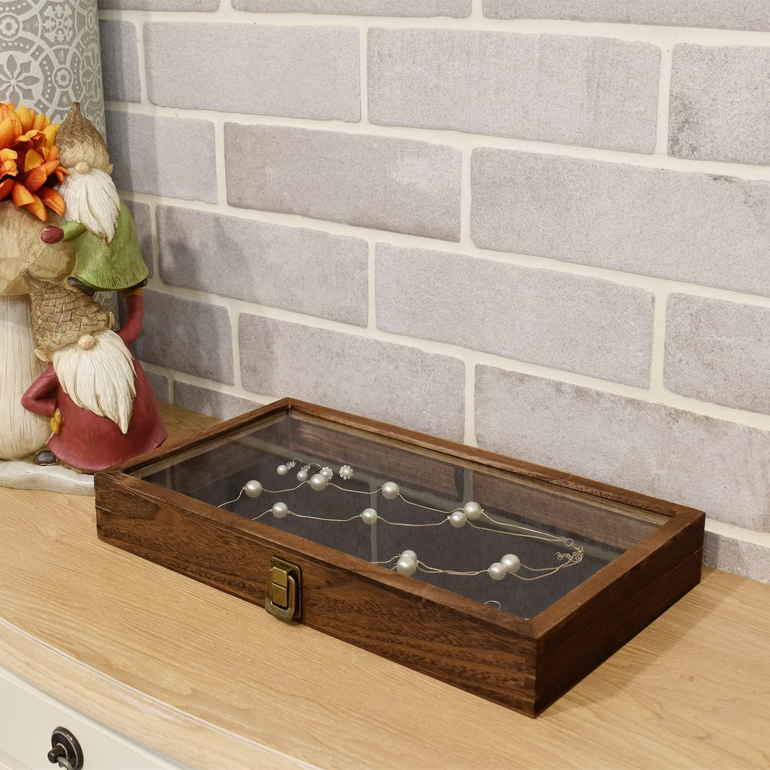 Knife Display Case Wood Gun Challenge Coins Rocks Pistol Watch Glass Shadow Box