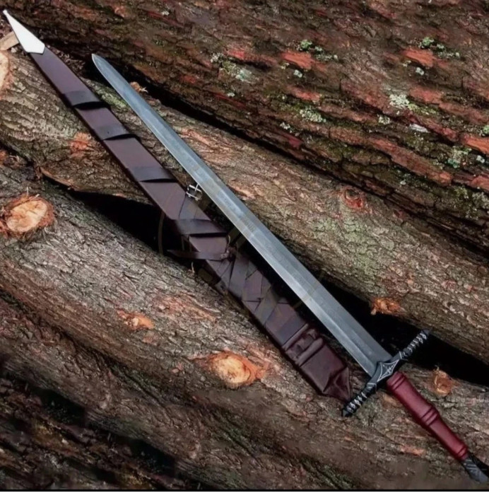 Hand Forged Carbon Steel Viking Sword Battle Ready Medieval Sword With Scabbard.