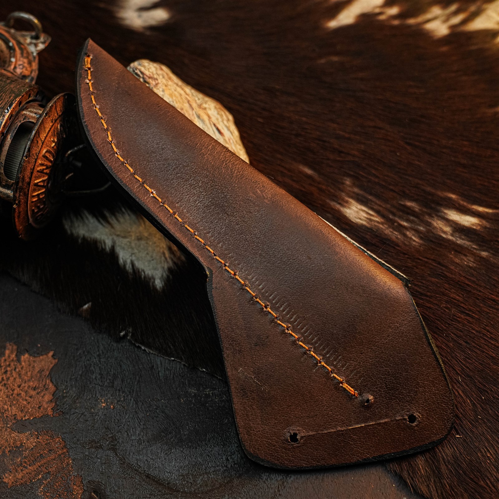 9.0″ Damascus Hunting Knife Full Tang Wood Handle Fix Blade + Sheath
