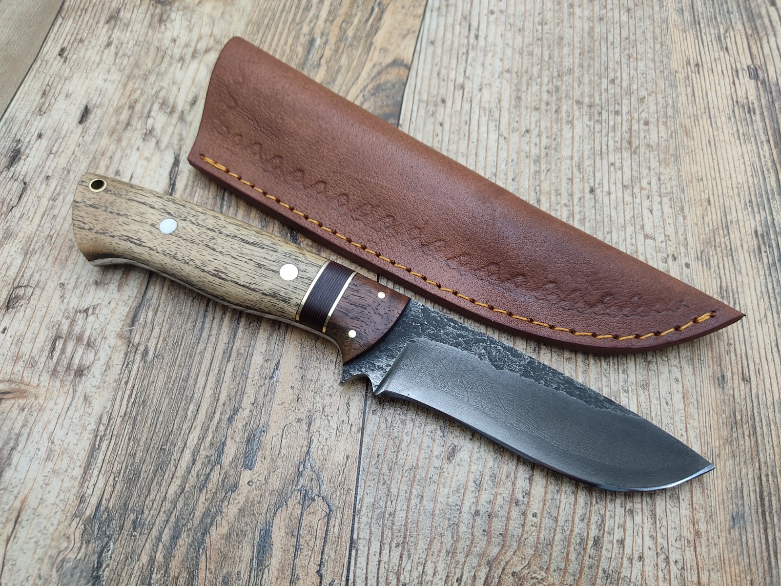 Custom Handmade 1095 High Carbon Steel Fixed Blade Hunting Knife Wood Handle