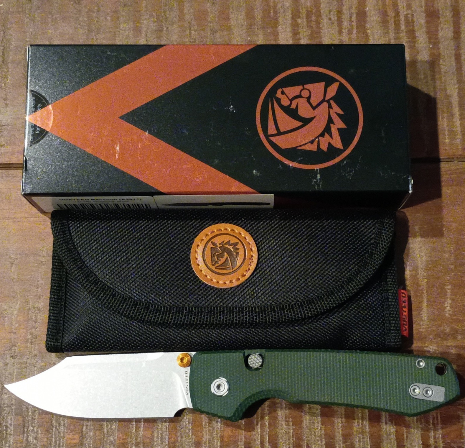 Vosteed Raccoon A2603 Green G10 Tanto Plain Edge Liner Lock Pocketknife