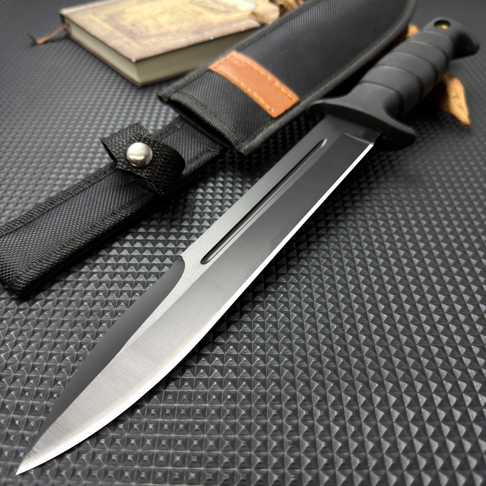Fixed Blade Outdoor Knife | 2 Blade Color Options | Nylon Sheath for Camping EDC