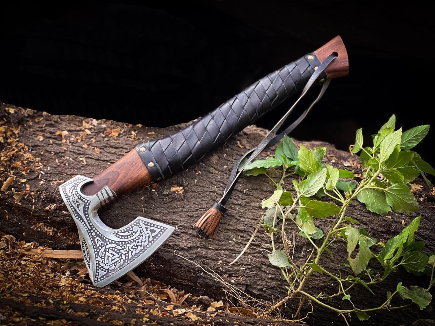 Two handed large Berserker Axe, Large Norse Axe, Double Head Axe With Sheath