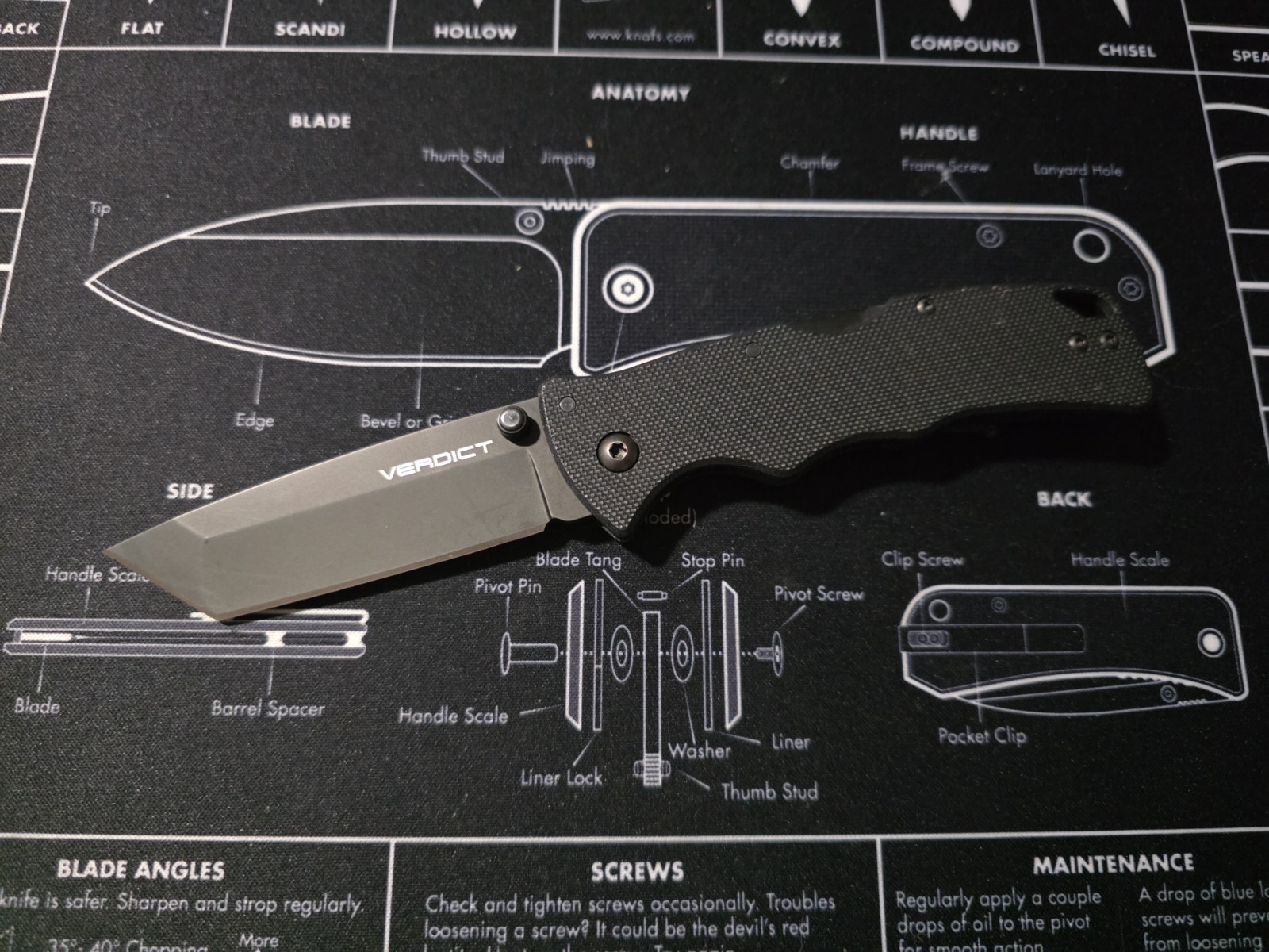 Cold Steel Verdict Folding Knife 3.12″ AUS-10A Steel Tanto Blade Blck G10 Handle