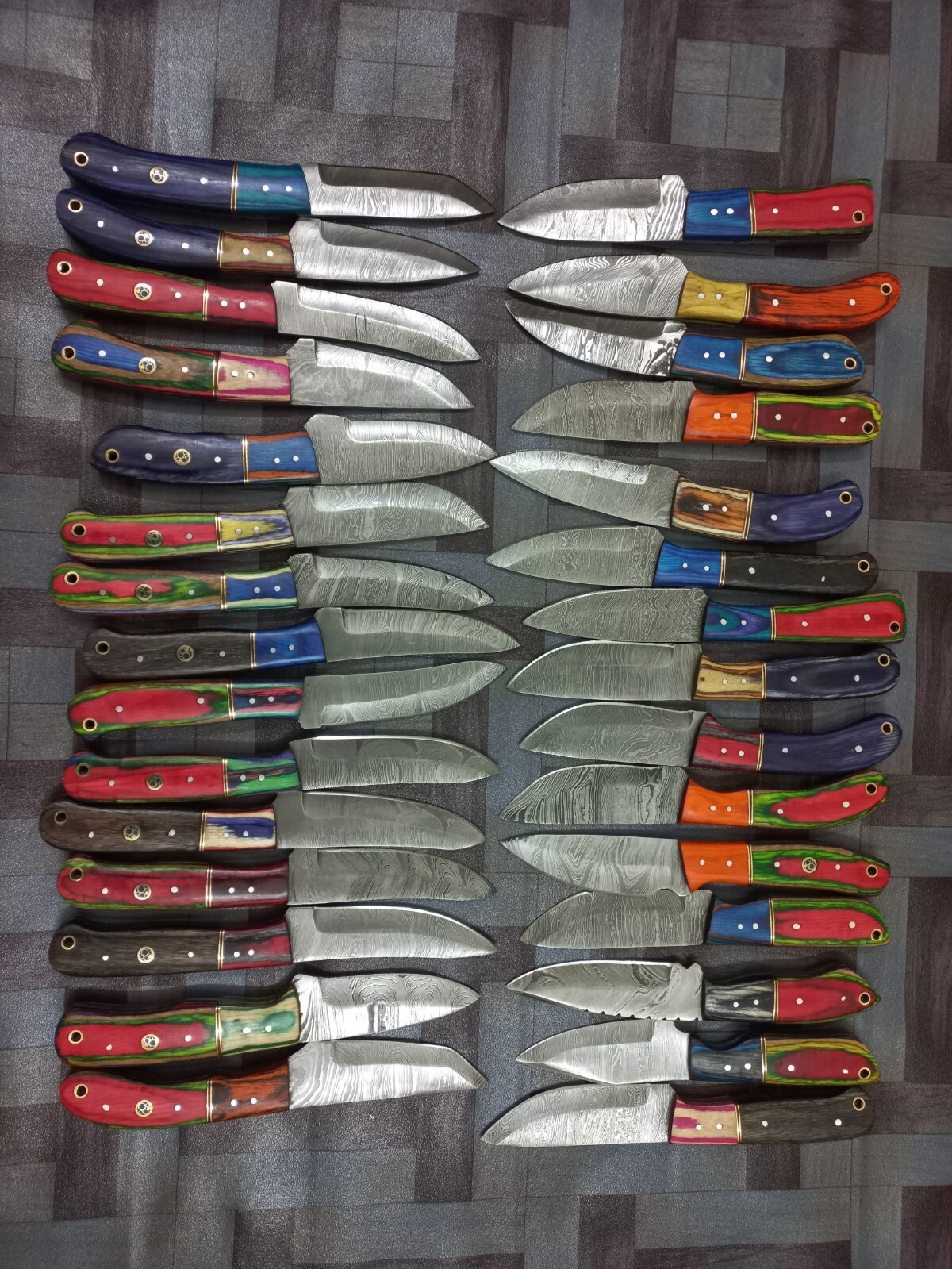 20 Pcs Lot 8″ Damascus Steel Hunting Camping Skinner knife with Leather Sheath