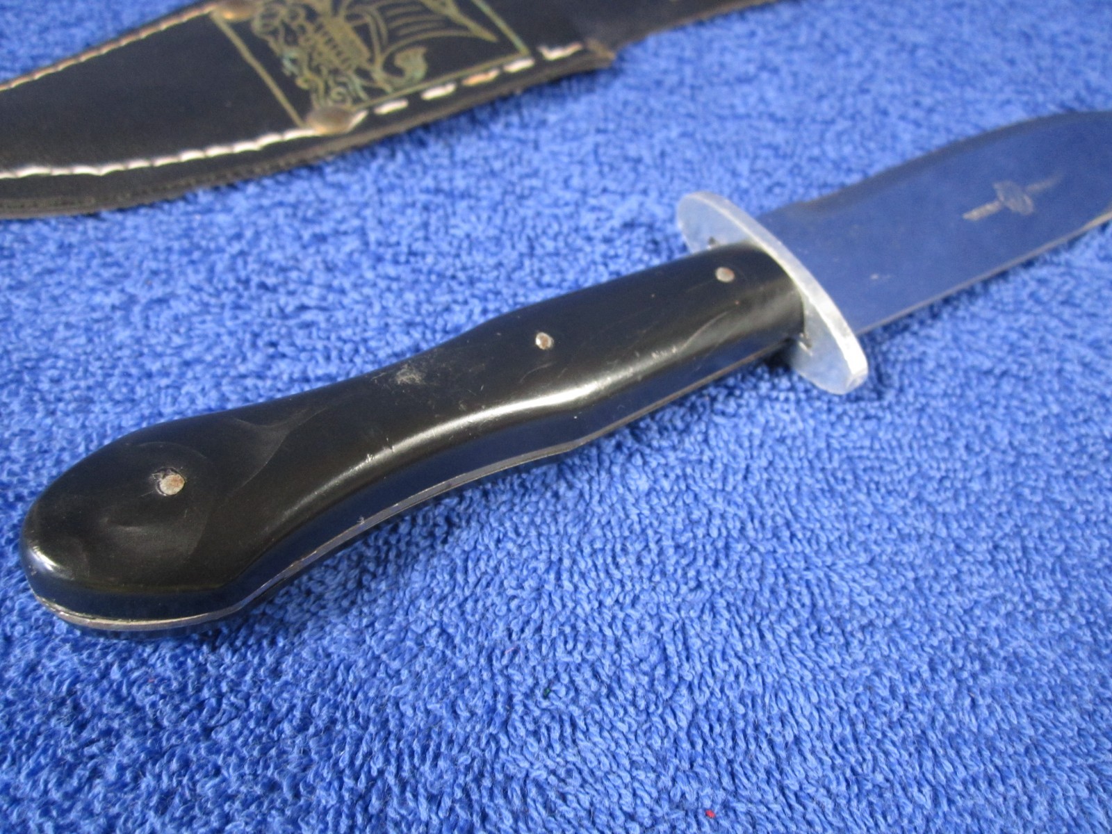 Greek Dagger Replica 8.5 Inch Knife Leather Sheath 1980s Greece Stainless