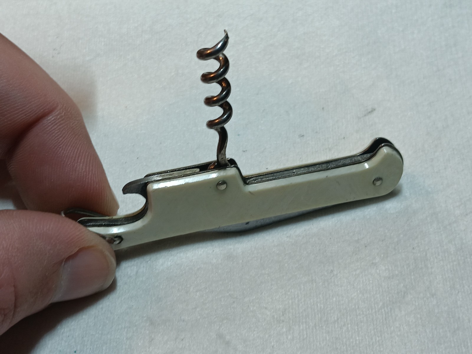 Vintage Pocket Knife USA branded Bartenders Cork Tool Opener Stainless Blade