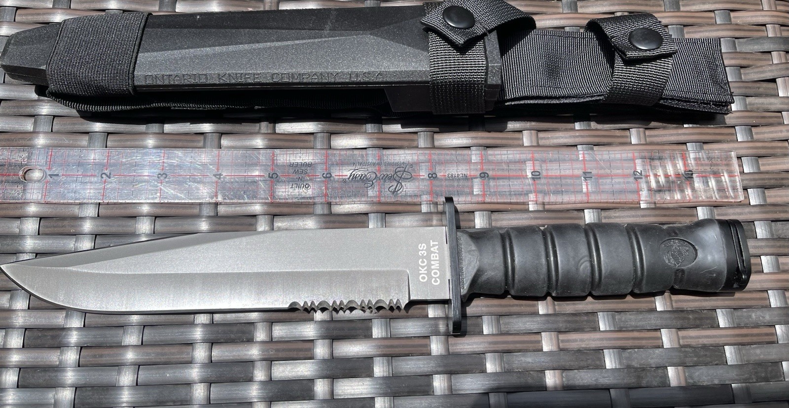 Ontario Knife OKC3S USMC Combat 8″ Blade and Scabbard & Sharpening Steel
