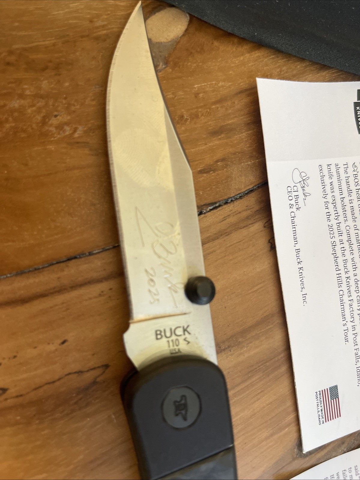 CJ BUCK Signed 110 Knife 2025 CARBON FIBER Sport Hunter USA S35VN BOS 1/150 Pro