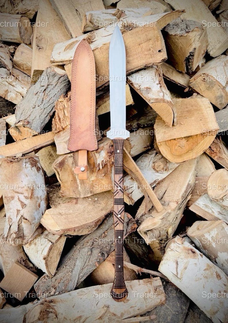 Custom Handmade Carbon Steel Blade Tactical Spear Sword | Hunting Capming