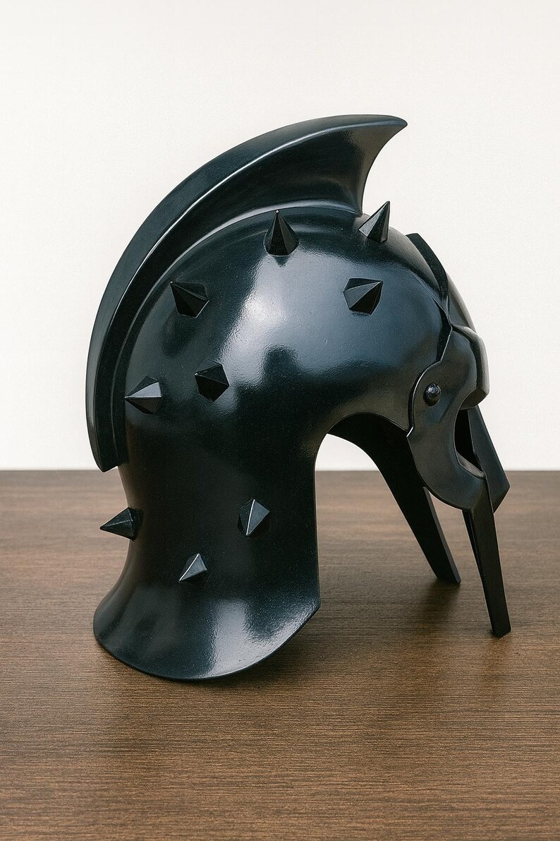 Gladiator Maximus Black Helmet Replica | 18 Gauge Steel Cosplay Mask Helmet