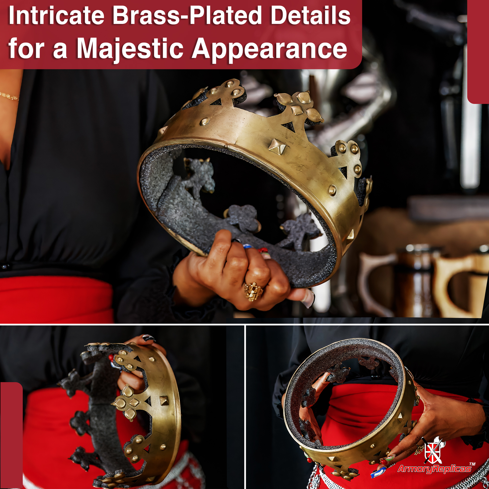 King Crown Brass Plantagenet Crown Brass Gift Item Handmade Medieval Halloween