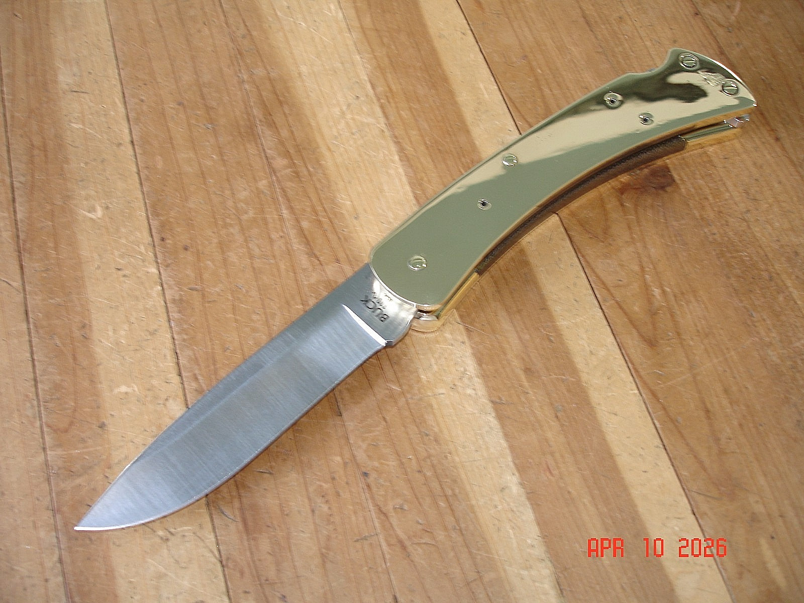 JOE HOUSER CUSTOM BUCK KNIFE 110 HUNTER BRASS INSIDE OUT DP 2024 BOS S30V BLADE