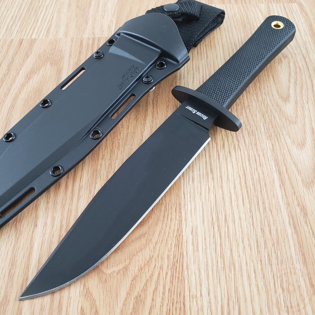 Cold Steel Recon Scout Fixed Knife 7.5″ 52100 Steel Blade Black Kray-Ex Handle