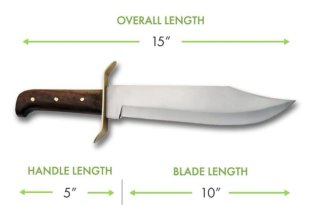 15” Classic Bowie Knife Wood Handle Carbon Steel XL Leather Sheath Sharp Big