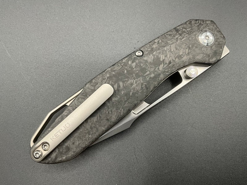 Ketuo Triad Folding Knife 3.25″ Bohler M390 Steel Blade Carbon Fiber Handle