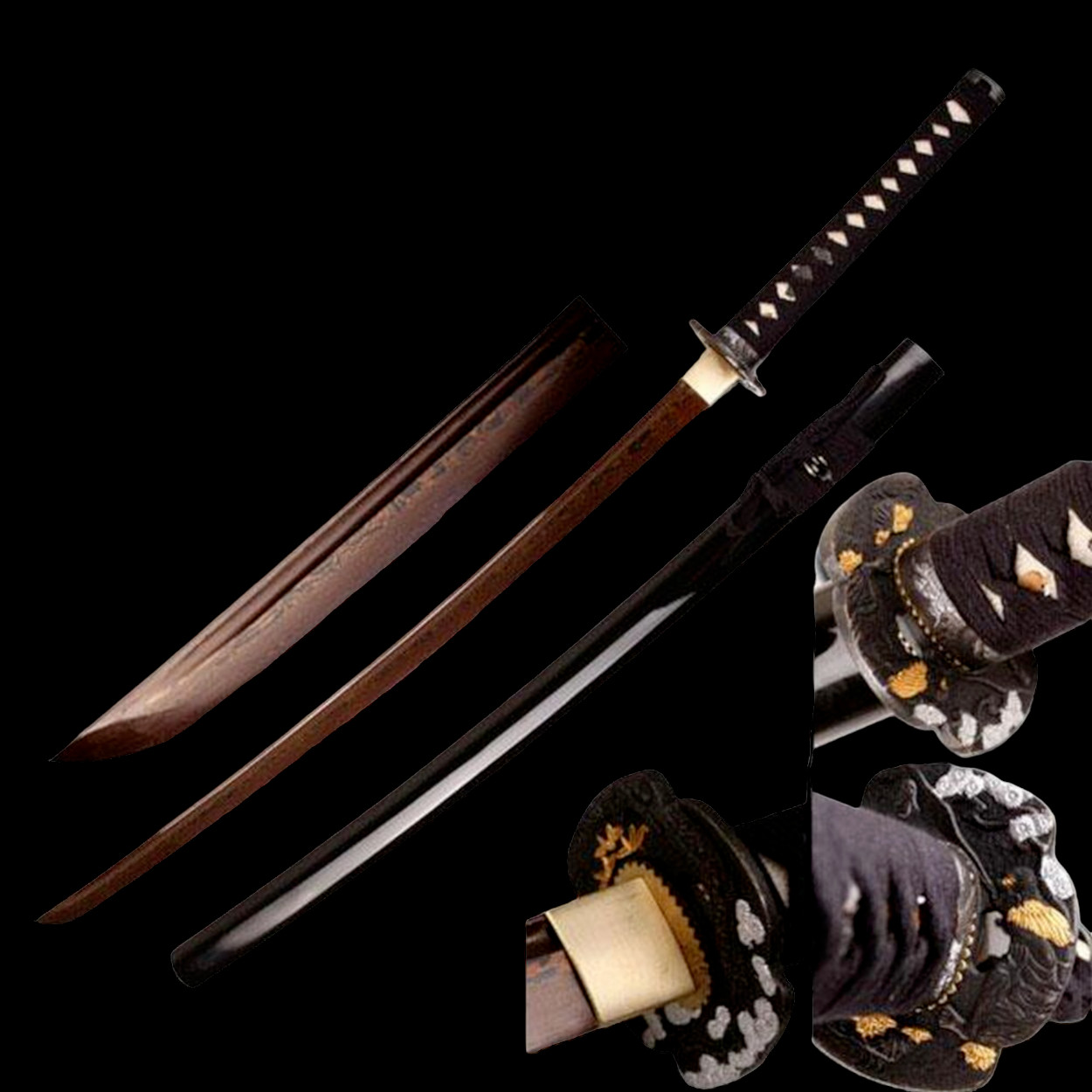 WONDERFUL KATANA WITH AN UNUSUAL BLADE – DAMAST + TR-026 STAND