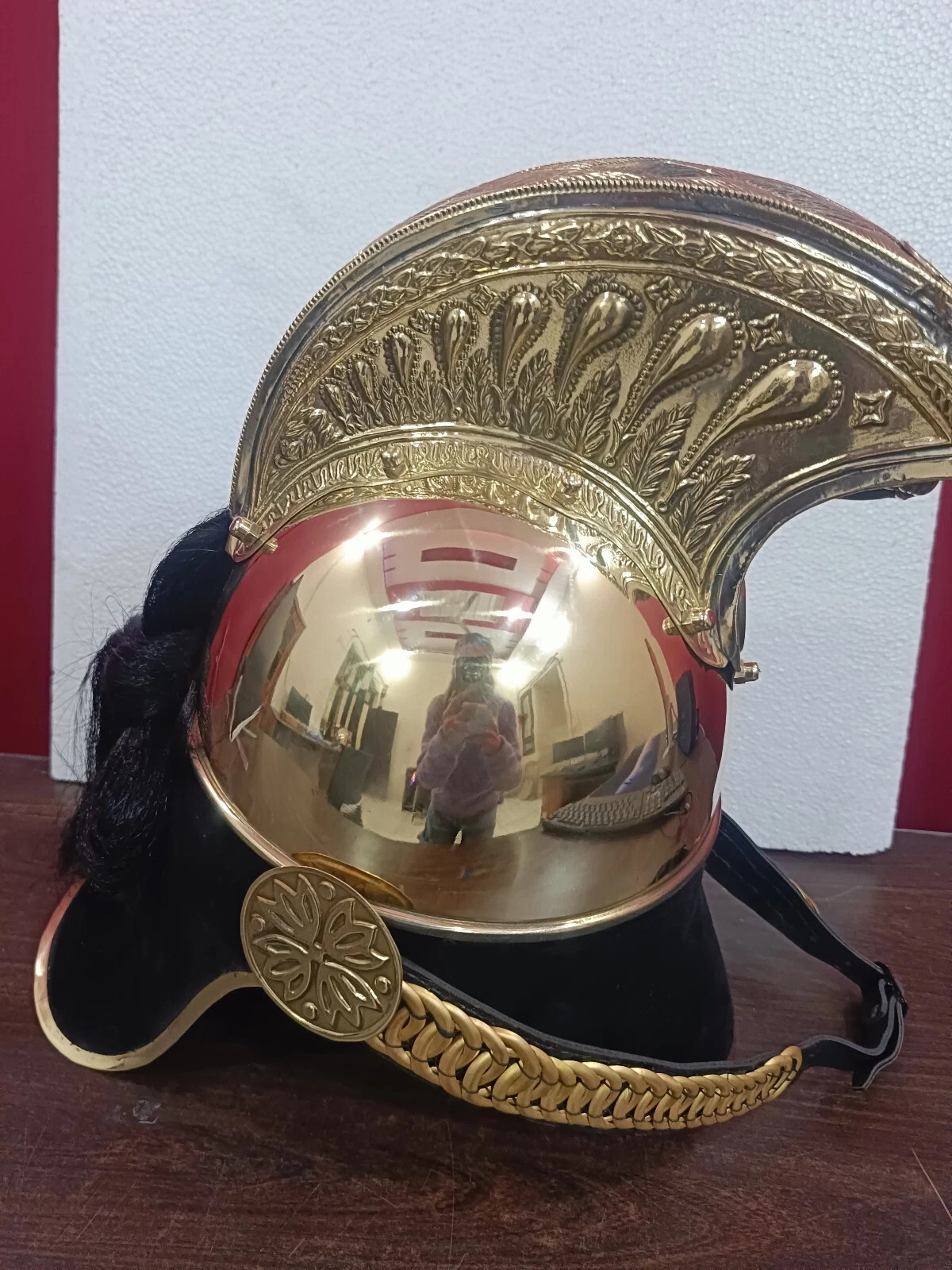 French Cuirassier Officer’s Helmet Napoleon Style Brass Helmet W/ Plume Brass